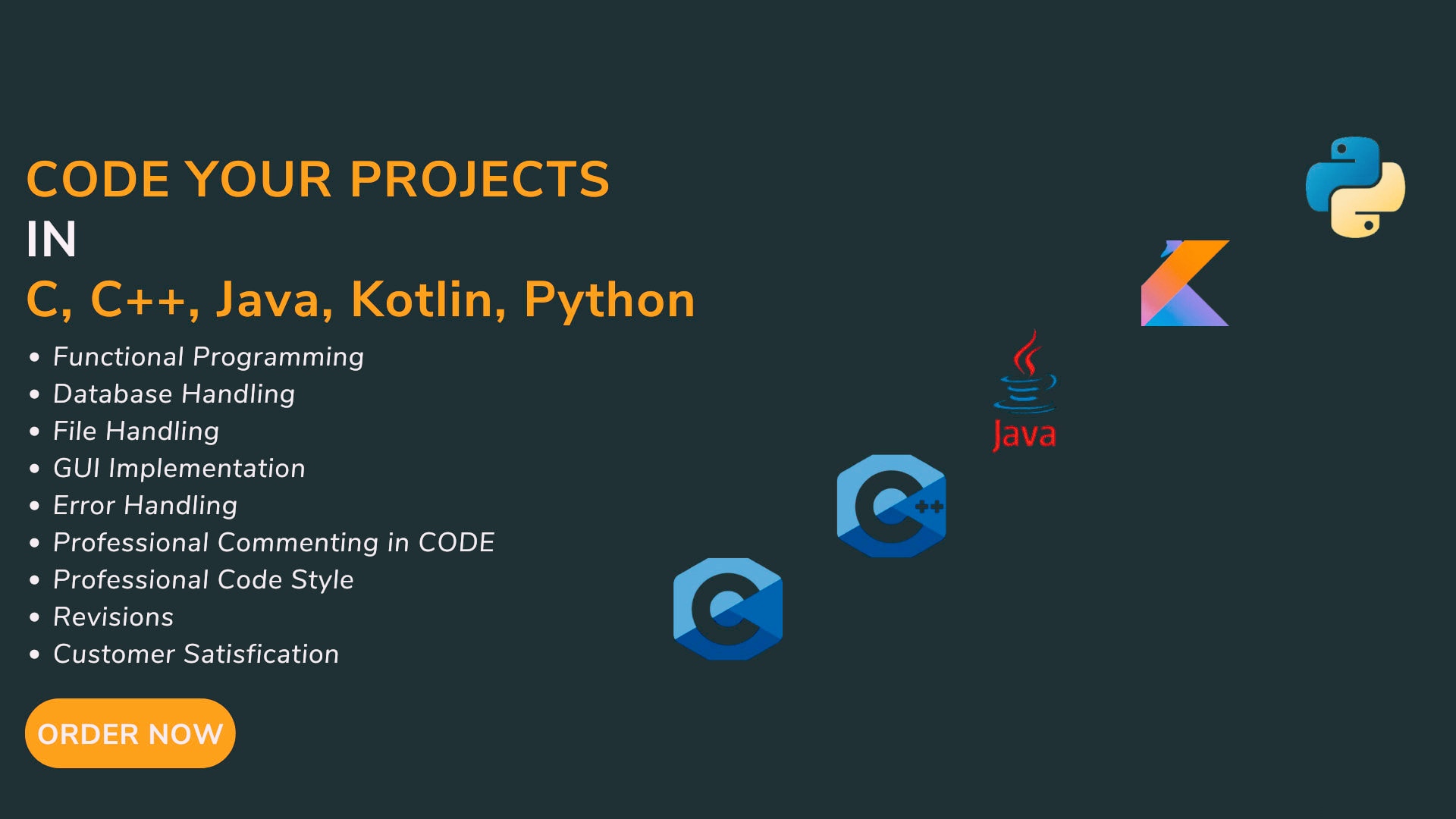 63704I will write code in Python, C++, Java, Kotlin, and C Sharp for your projects.